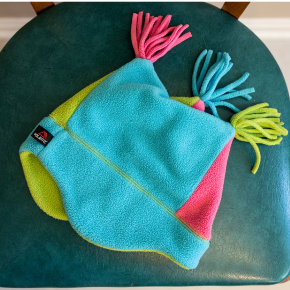 Hanna Andersson winter jester fleece blue,green,pink hat